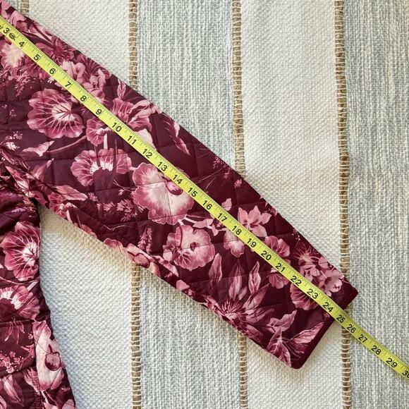 Talbots Splendid Floral Purple Lightweight Quilted Barn Jacket Women’s Large - Picture 7 of 10